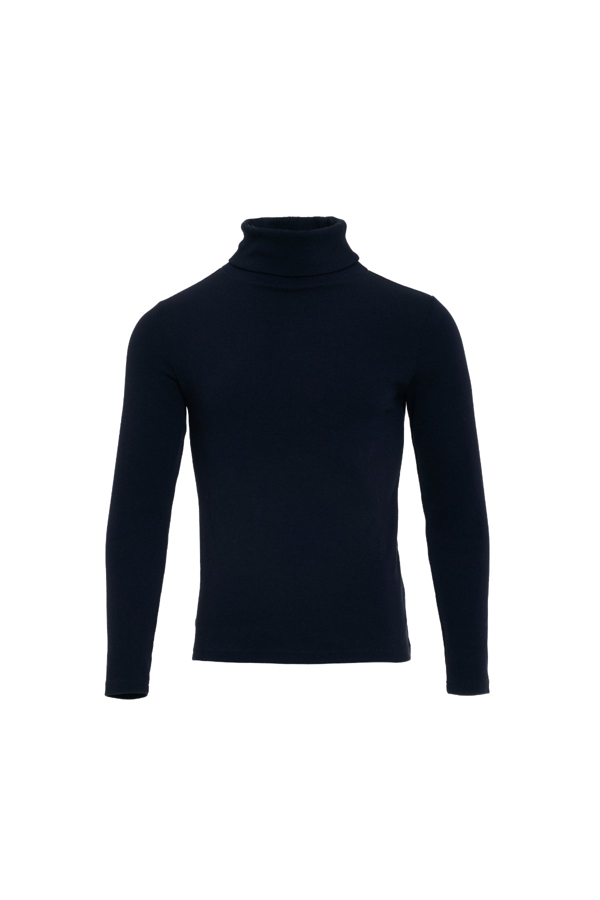 BLACK RECYCLED POLYESTER ROLL NECK KNIT