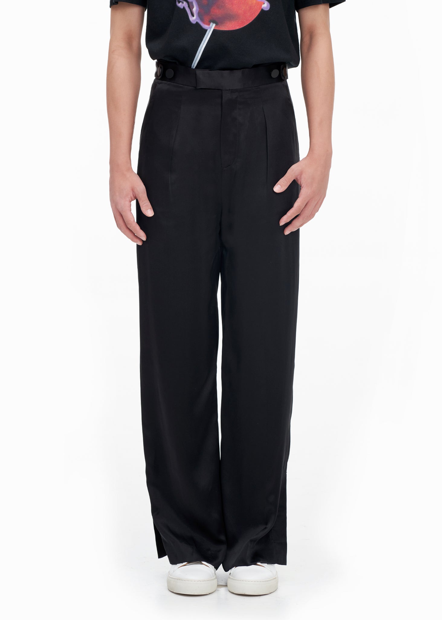 STRAIGHT FIT SILK TROUSERS