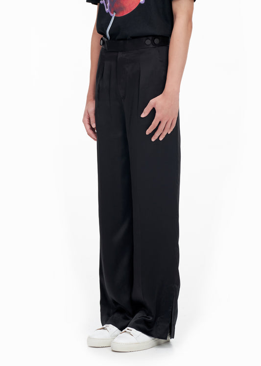 STRAIGHT FIT SILK TROUSERS