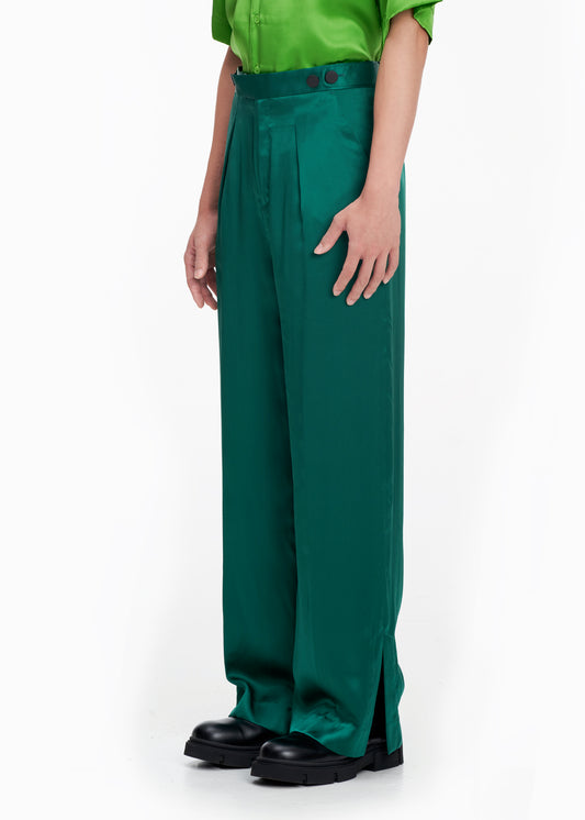 'TURQUOISE' STRAIGHT FIT SILK TROUSERS