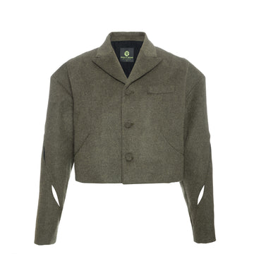 Cutout Sleeve Cropped Jacket (Green)