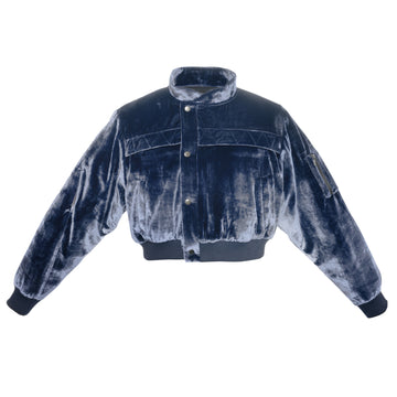 Cropped Biker Bomber Jacket (Velvet)