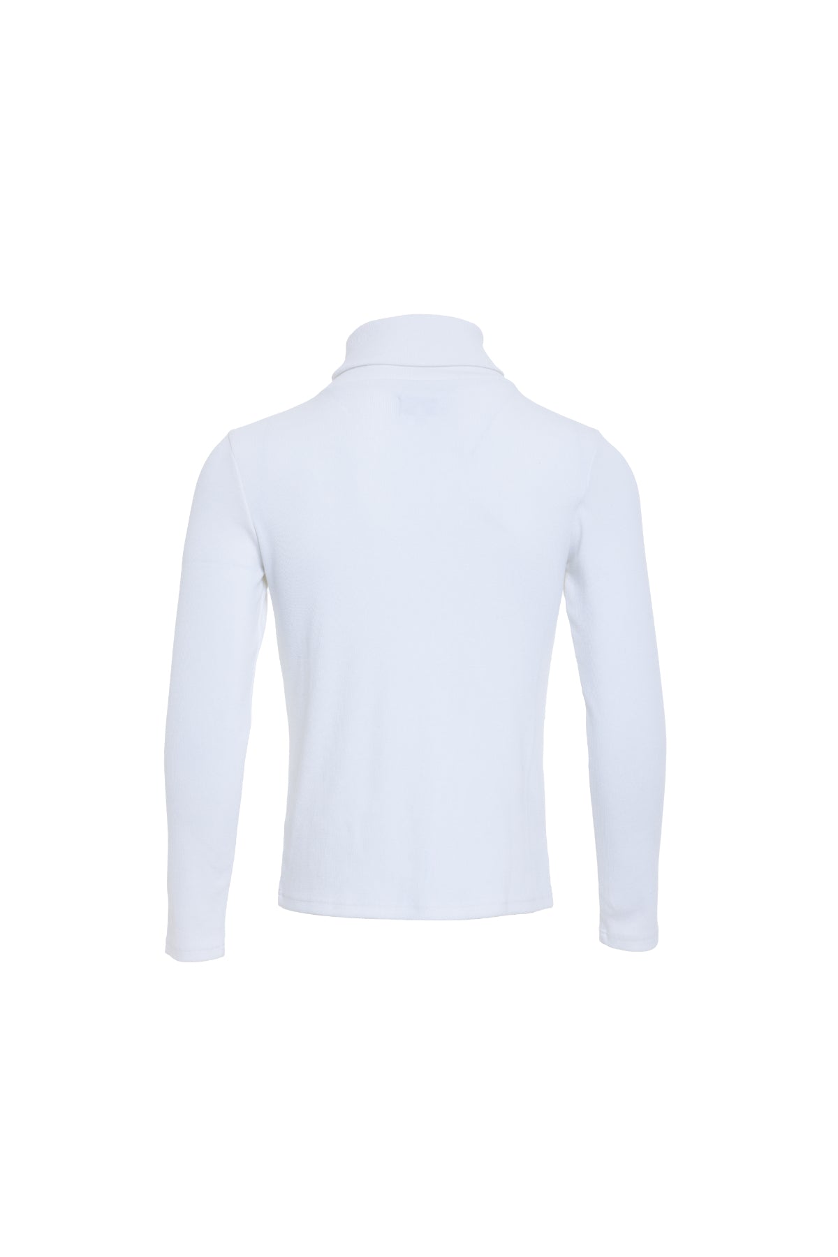 WHITE RECYCLED POLYESTER ROLL NECK KNIT
