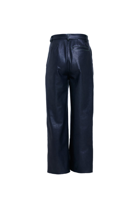 LEATHER WIDE LEG TROUSERS