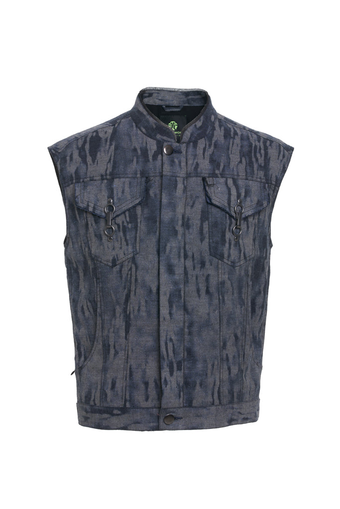 'GRAPHITE' STAND COLLAR PRINTED VEST