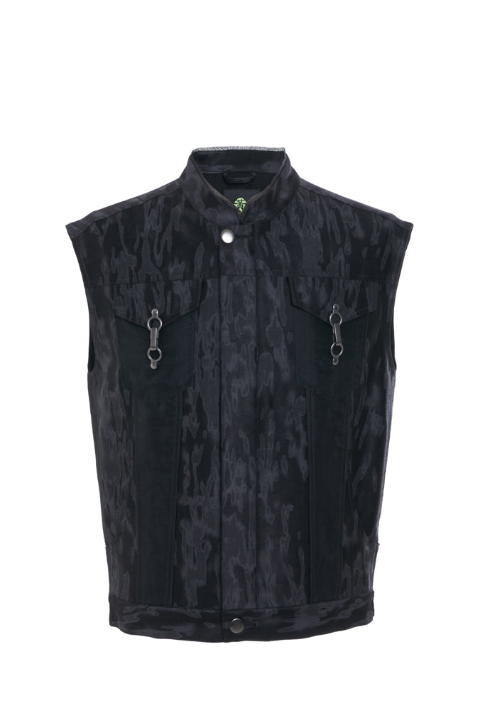 'COAL' STAND COLLAR PRINTED VEST