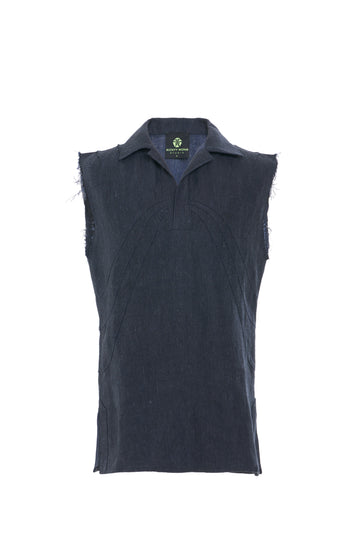 DENIM-LINEN BOXY TANK