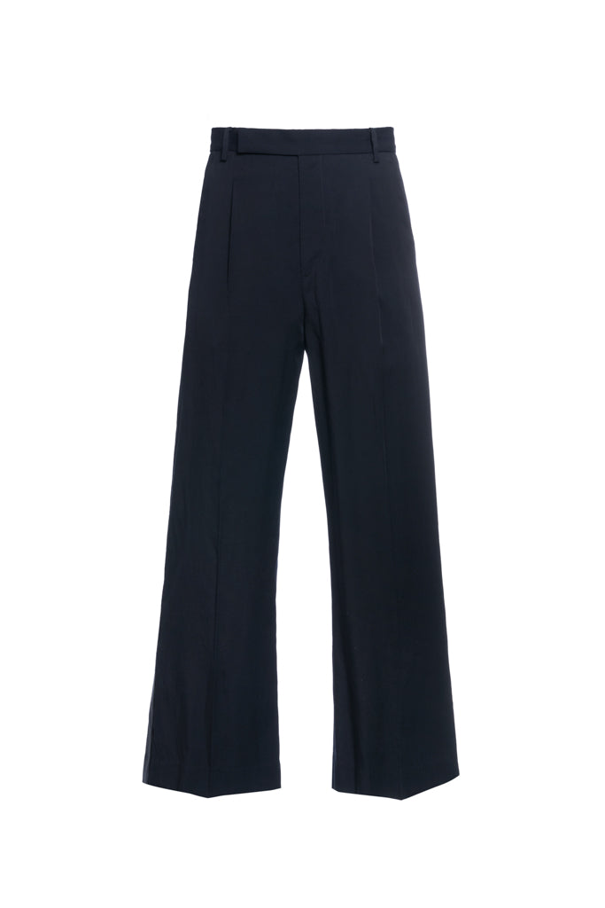 BLACK WOOL COAL STRIPED TROUSERS
