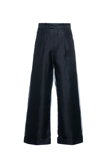 'RAVEN' SHEER-OVERLAY WIDE LEG TROUSERS