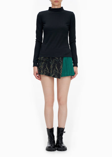 BLACK LONG-SLEEVE STRETCH COTTON JERSEY TOP
