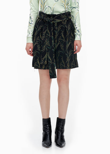 'INTAGLIO' JACQUARD PLEATED SHORTS WITH BELT