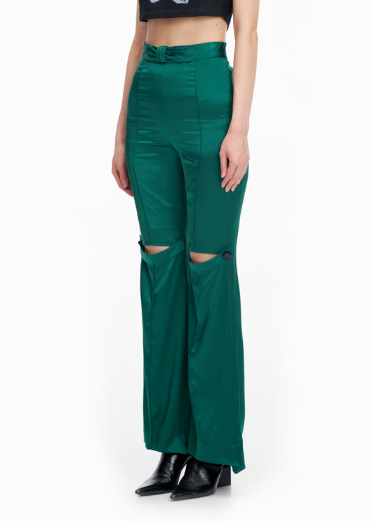 'ACID' MID RISE CUT-OUT FLARE TROUSERS