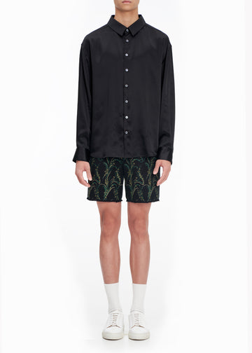 BLACK SILK LONG SLEEVE SHIRT