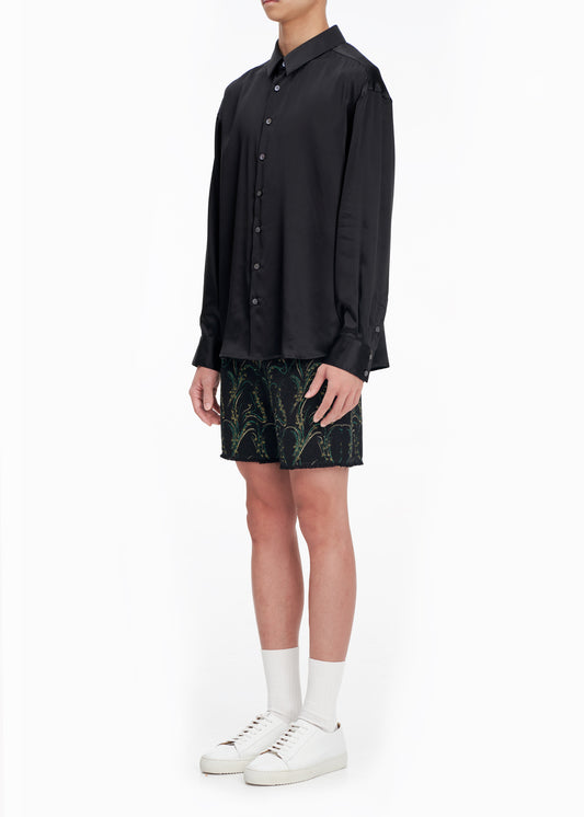 BLACK SILK LONG SLEEVE SHIRT