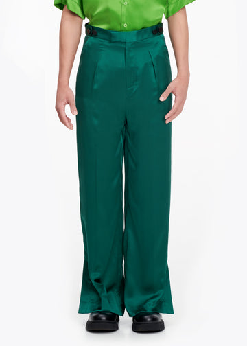 'TURQUOISE' STRAIGHT FIT SILK TROUSERS