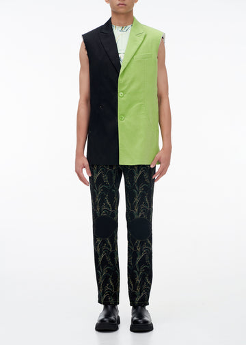 'ACID' CORDUROY AND SILK SLEEVELESS BLAZER