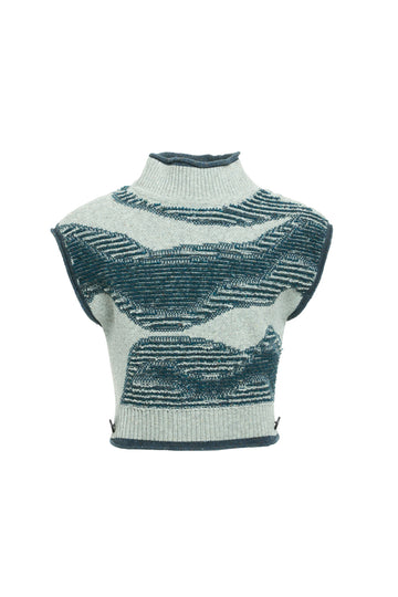 'TURQUOISE' CROPPED CREW-NECK VEST