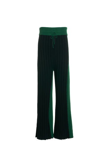 'FOREST' KNIT WIDE LEG CONTRAST TROUSERS