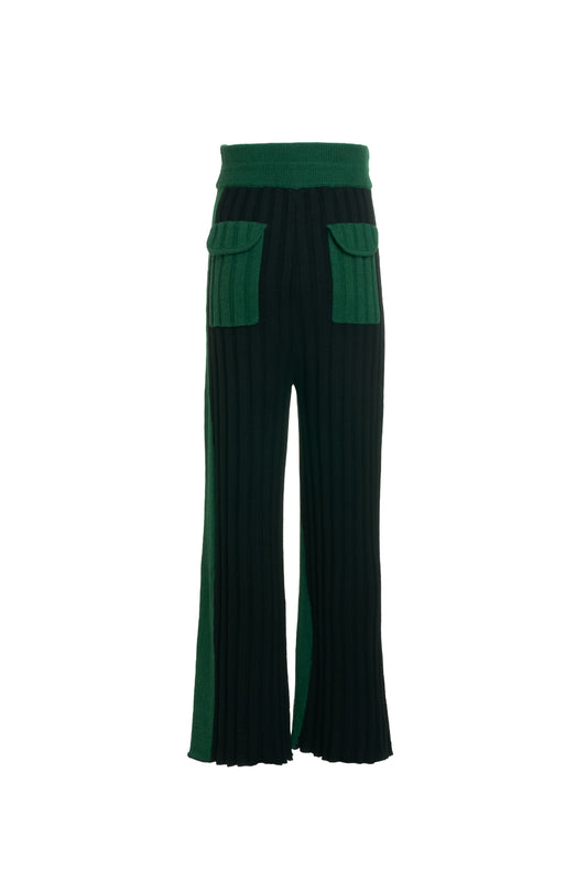 'FOREST' KNIT WIDE LEG CONTRAST TROUSERS