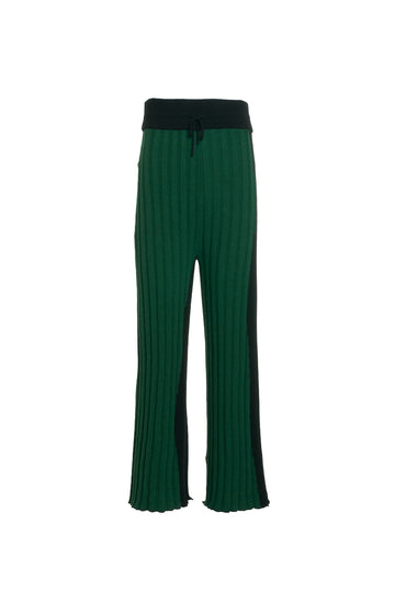 'EMERALD' KNIT WIDE LEG CONTRAST TROUSERS